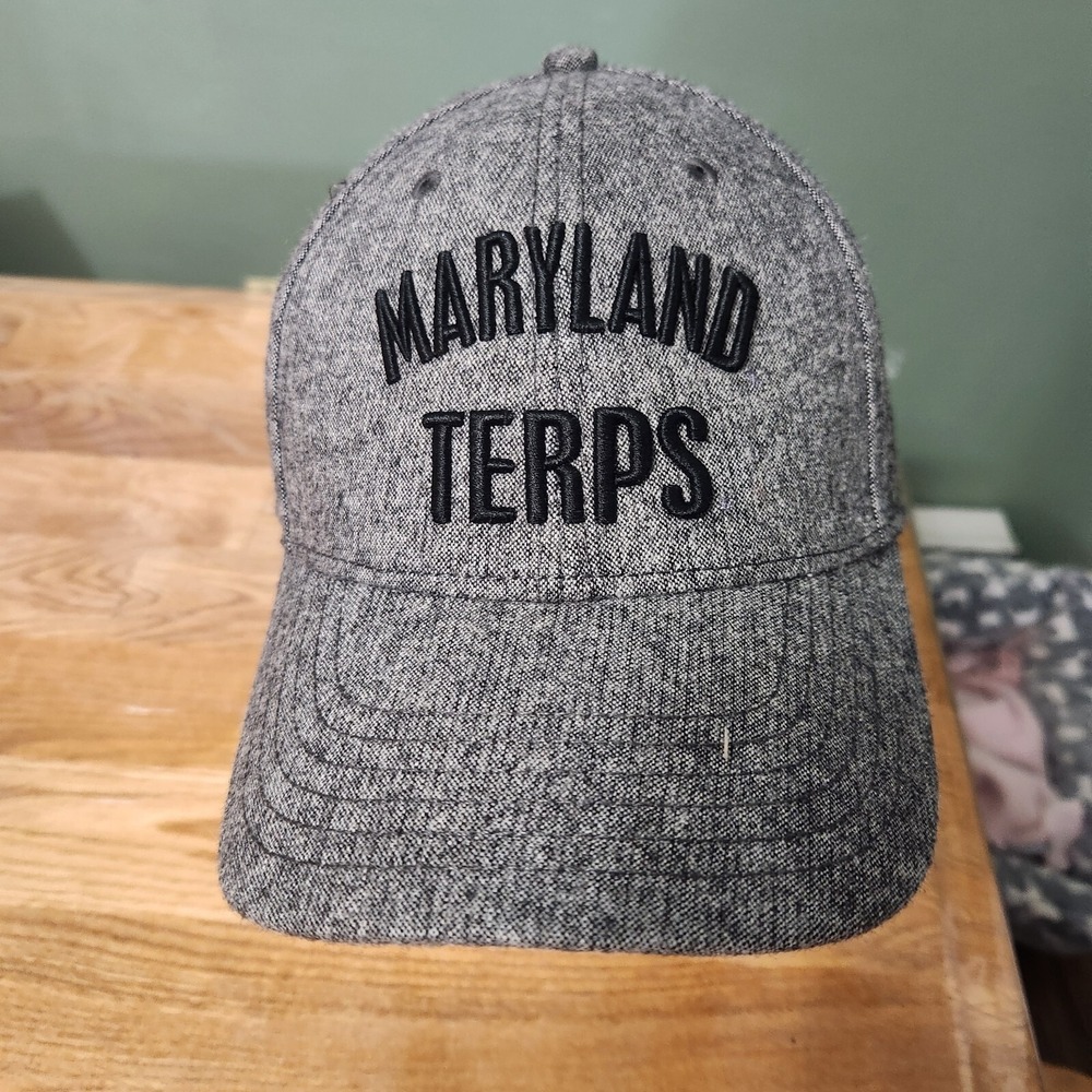 Maryland Terrapins Hat Cap Strap Back Gray Terps Logo Embroidered NCAA